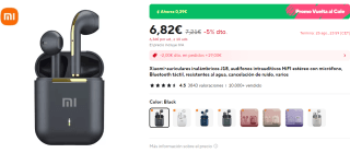 Xiaomi-auriculares inalámbricos J18 Por 6,82€
