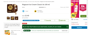 Magnum Ice Cream Classic 6x100ml - £3.40