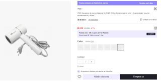 Secadora de pelo profesional SURKER 3500w 3 posiciones de calor y 2 velocidades por 6.53€