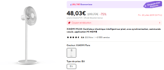 Ventilateur électrique Xiaomi Mijia à 48,03€