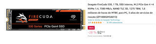 Seagate FireCuda 530 SSD 1TB M.2 NVMe 3D TLC por 92.99€