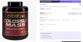 Gainer Colossus Mass 3Kg King Nutrition proteina creatina carbohidratos por 32,46€ (nueva cuenta por 19,47€)