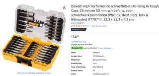 DeWALT DT70717-QZ bitset in Tough Case 40-delig voor €14,99 bij Amazon