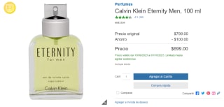 Perfume Calvin Klein Eternity Men 100ml por $699 en Costco