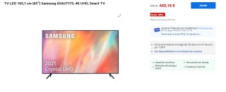 Smart TV LED 65" Samsung 65AU7175 4K UHD por 450.18€