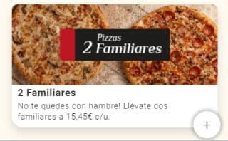 Oferta pizzas familiares caseras desde solo 15,45€