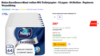 Nalys Excellence Maxi 64 rollen 5-laags toiletpapier voor €29,13 bij Bol