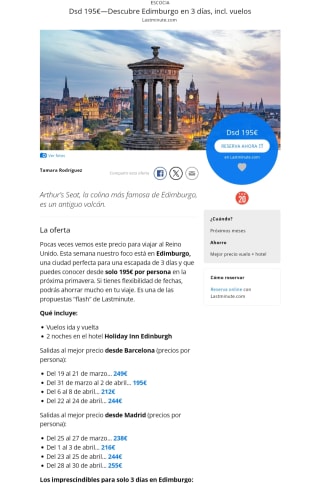 Escapada a Edimburgo de 3 días, incl. vuelos desde 195€
