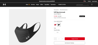 Máscara Under Armour Sportsmask por $1.990
