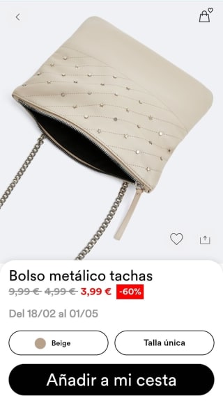 Bolso metálico con tachas por 3,99€.