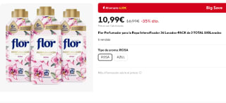 Flor Perfumador Rosa ó Azul para la Ropa Intensificador 36 Lavados: TOTAL 108 Lavados por 10,99€