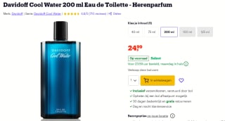 Cool Water Eau de Toilette Spray van Davidoff 200 ml. voor €24,99 bij Bol.com