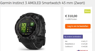 GARMIN Instinct 3 45mm AMOLED Smartwatch voor €310 + 4.000 ING punten