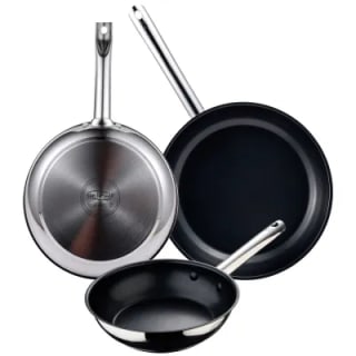 Juego de 3 sartenes SAN IGNACIO Noren 20/24/28 cm en acero inoxidable por 24.99€