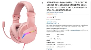 Mars Gaming MH122 Auriculares Gaming FRGB Rosas por 9,81€