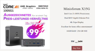 Minisforum X35G Intel Core i3-1005G voor €99 bij Minisforum