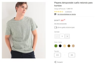 Playera Aéropostale Cuello Redondo por $90 en Liverpool