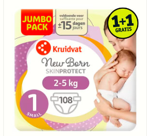 Diverse Kruidvat (jumbopack) newborn luiers 1+1 gratis bij Kruidvat