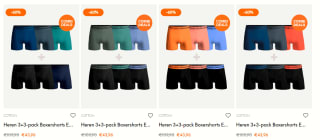 Heren 3+3-pack Boxershorts voor €43,96 bij Muchachomalo