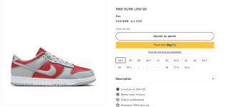 Baskets Nike Dunk Low QS à 64,99€