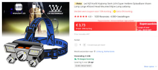 Oplaadbare Hoofdlamp met 5 leds voor €3,73 bij Aliexpress