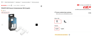 Philips Hue Secure contactsensor 2-pack voor €57,84 bij de Mediamarkt