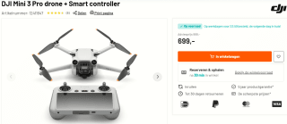 DJI Mini 3 Pro drone metSmart controller voor €699 bij Kamera Express