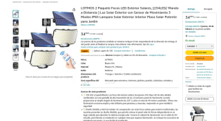 2 Focos LED Exterior Solares, 234LED Mando a Distancia por 19,99€