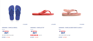 2x1 en hawaianas desde Intersport (sólo online)