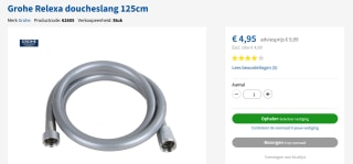 GROHE Relexaflex Doucheslang - 125 cm - Chroom voor €4,95 bij Toolstation