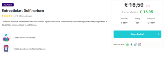 Entreeticket Dolfinarium voor €16,95 via Tripper