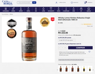 Whisky Lamas Nimbus Robustus de 1 L - R$ 222,66