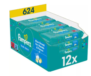 Pampers Lingettes Bébé Fresh Clean, 624 Lingettes à 15,37€