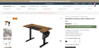 Bureau Électrique Assis-Debout Songmics - 140 x 60 cm à 159,99€