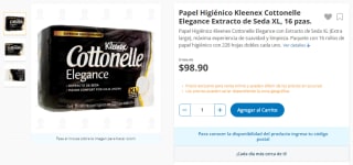 Papel Higiénico Kleenex Cottonelle Elegance por $99 en Farmacias Guadalajara