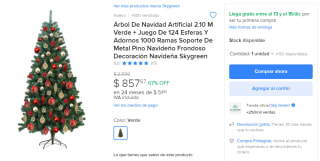 Árbol De Navidad 2.10m + 124 Adornos por $858 | Oferta Mercado Libre
