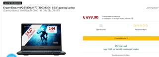 Medion Erazer Deputy P25 - Gaming laptop voor €699 bij Alternate