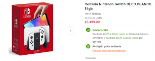 Nintendo Switch OLED 64GB a $5,499 en Linio