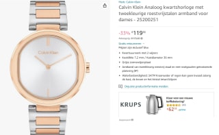 Calvin Klein licht grijs bicolor roze goud staal horloge voor €119,38 bij Amazon