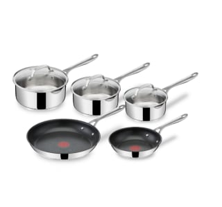Set Tefal x5 Sartenes Cook's Direct Jamie Oliver - Sartenes de 20 y 28cm + Cazos de 16, 18 y 20cm por 119.99€