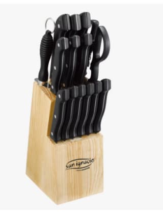 San Ignacio Juego de cuchillos, 15 piezas: cuchillos en acero inoxidable y tacoma de madera por 9.99€