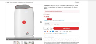 Purificador de Aire con Filtro HEPA de 3 Capas CADR 220 m³/h hasta 28 m² marca Homcom por 35,90€
