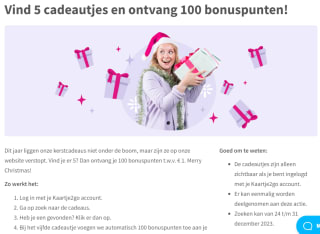 100 gratis punten (€1) bij Kaartje2Go met zoekspelletje