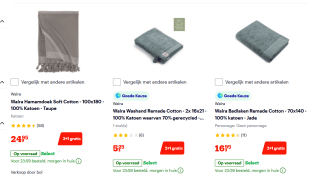 Geselecteerde handdoeken van Walra en Beddinghouse 2+1 gratis bij Bol