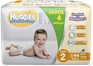 44 piezas Huggies Ultraconfort Pañal Desechable para Bebé, Etapa 2 por $130