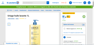 Uriage huile lavante - 1L à 9,40€