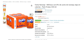 18 latas de Fanta Naranja o Fanta de Limón 330ml por 9,04€