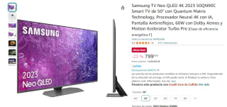 TV 50" Samsung Neo QLED 4K 2023 50QN90C Quantum Matrix Technology, Procesador Neural 4K con IA por 799€