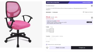 Silla de Oficina Giratoria Ajustable con Reposabrazos por 32.39€ (Cuenta Nueva 20.39€)