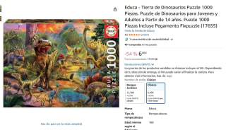 Puzzle de 1000 Piezas, Tierra de Dinosaurios marca Educa por 6,49€